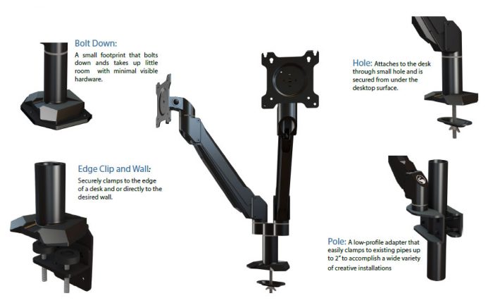 Mustang Professional MPDSA-21K Dual Display Desktop Mount - Features