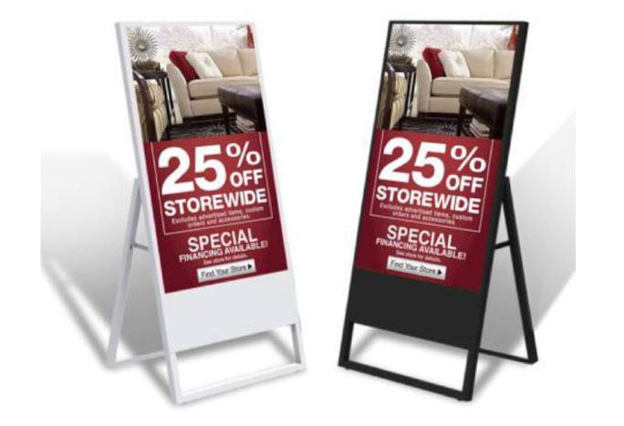 Outdoor Rated Free Standing Digital Signage "A Frame" with 43" High Bright Portrait Display