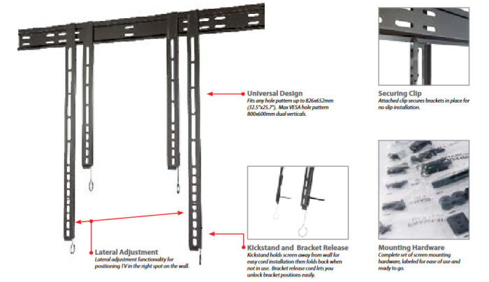 MPFU-X86U Mustang Professional Universal Ultra-Flat Wall Mount - 2